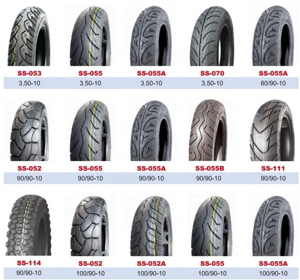 Pneumatici senza tubi da 10 pollici per motociclette 3.50-10 6PR/8PR Carico QTY/40'HQ 13000PCS per lavori pesanti